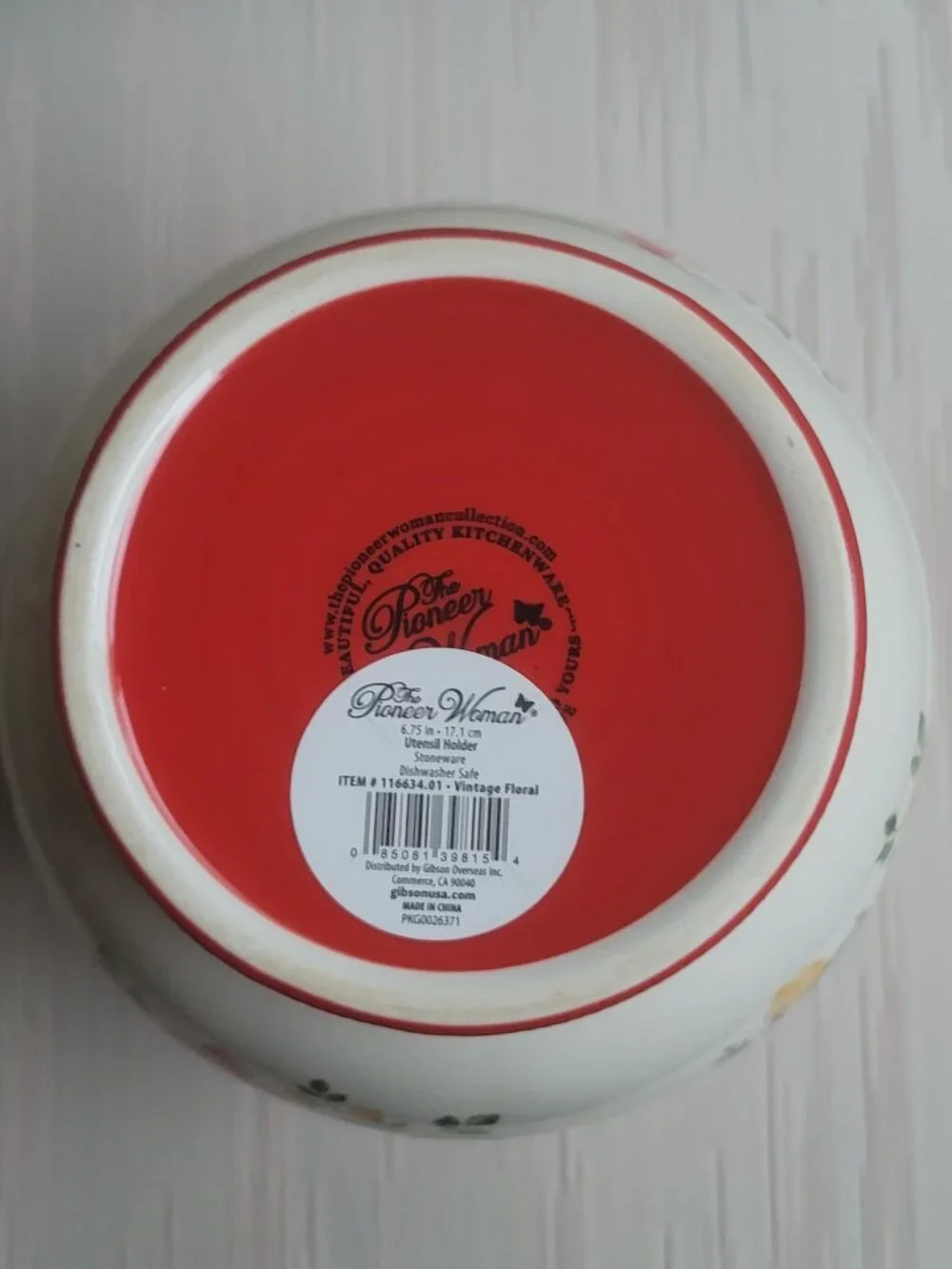 The Pioneer Woman Vintage Floral Ceramic Farmhouse Crock Pot Utensil Holder 7 in